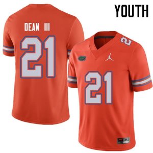 Youth Florida Gators #21 Trey Dean III NCAA Jordan Brand Orange Authentic Stitched College Football Jersey BMU1662EY